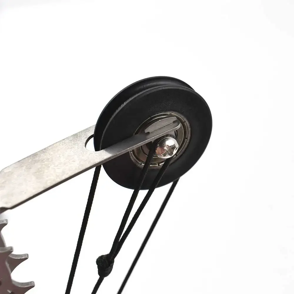 Mini arco compuesto de Metal, polea compuesta plateada, arco y flecha portátil, juguete de entretenimiento para caza al aire libre - imagen 3