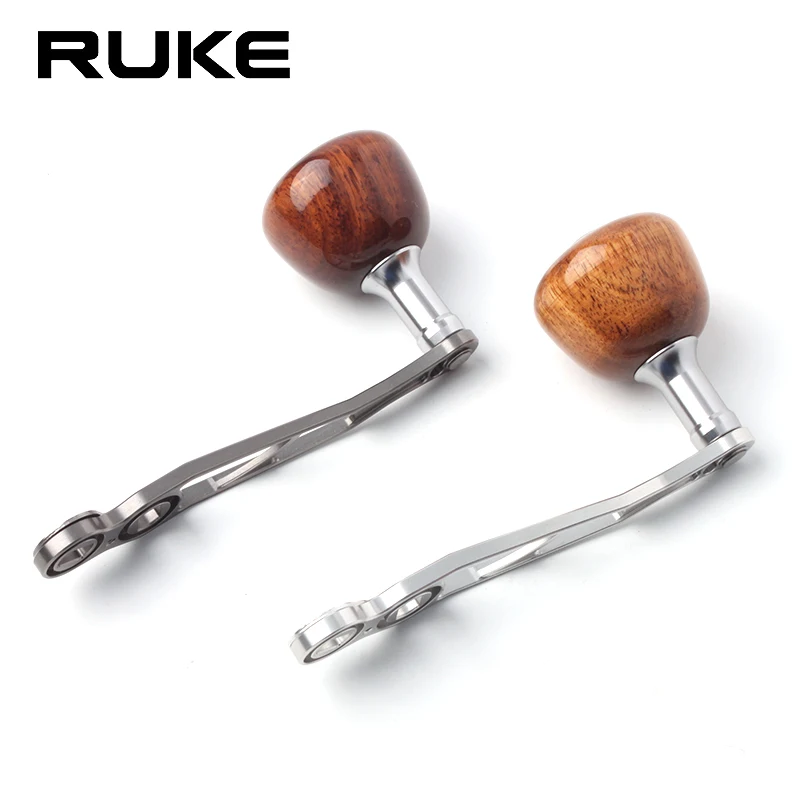 Ruke-mango de carrete de pesca, balancín doble con perilla de madera de 100mm de longitud, agujero de 7x4/8x5mm, traje D/S/A, accesorio DIY, 1 ud. - imagen 2