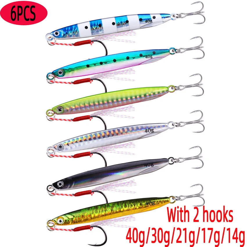 6pcs/lot Sinking Slow Cast Jigs Bait 7g 10g Long Metal Jig Sea Fishing Lures Artificial Hard Bass Pike Saltwater Fishing Tackle - imagen 3