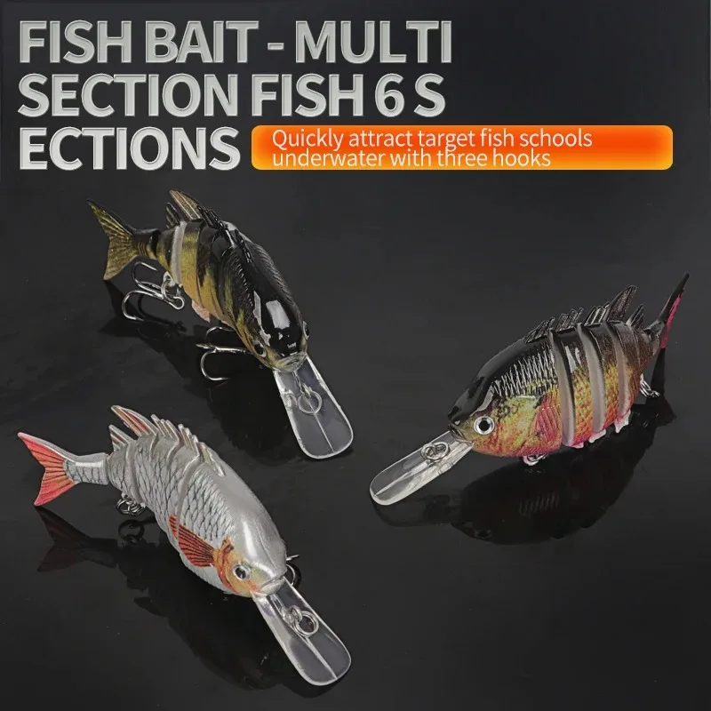 Juego de señuelos de pesca duros realistas, multisegmentos, 3 piezas, 100mm, para lubina, Walleye, trucha