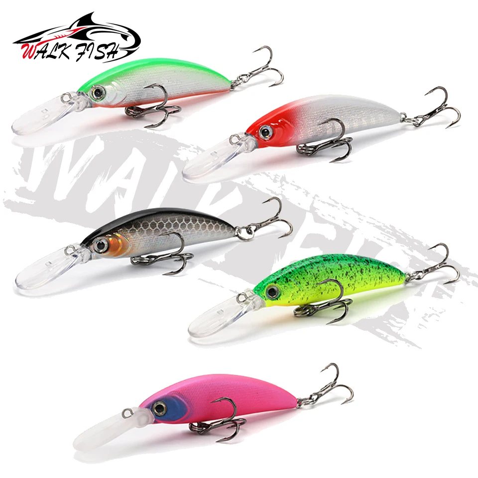 WALK FISH 1 Uds. Señuelos de pesca Minnow 5g 5cm cebos de hundimiento de lubina ojos duros 3D Swimbait Artificial Luya cebo aparejos anzuelo - imagen 5