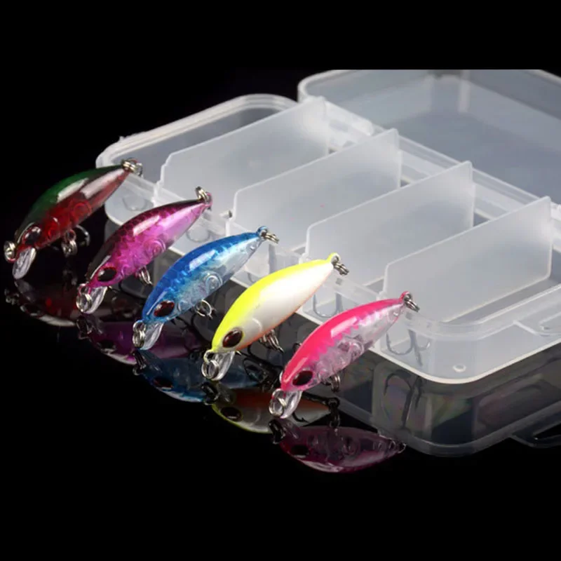 Nuevo 5 uds Mini Minnow 4cm 2,5g juego de Señuelos de Pesca con caja CrankBaits Wobblers señuelos hundimiento carpa aparejos de pesca Artificial - imagen 3