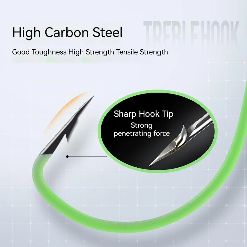 Anzuelo de pesca luminoso de 10-50 Uds., anzuelo compensado de manivela ancha de acero al carbono para señuelo de gusano suave, anzuelos de pesca de carpa con púas para lubina - imagen 4