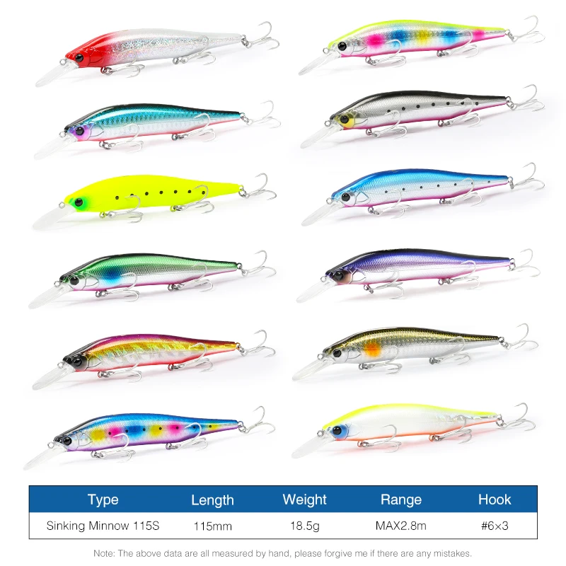 TSURINOYA 115mm 18,5g SinKing Minnow señuelo de agua salada 115S NYX sistema de peso fundición larga Lucio Jerkbait cebos duros - imagen 5