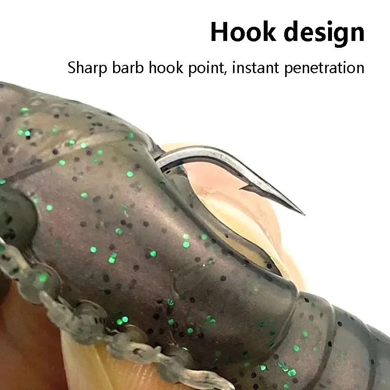 Señuelo biónico para langosta, 8cm, 16g, cebo suave para langosta hueca sumergida, martillo de varias patas, cebo para camarones - imagen 4