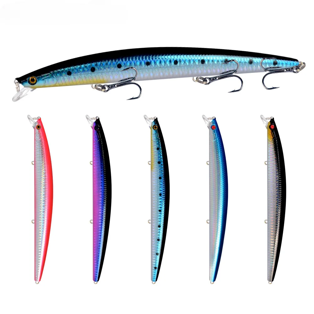 Señuelo de pesca de pececillos, cebo Artificial duro de plástico, Señuelos de Pesca falsos grandes, cebo de pesca de mar, Crankbait láser, 5 colores, 18cm, 24g - imagen 2