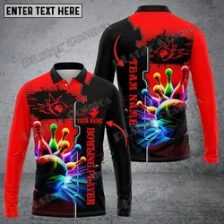 Polo de manga larga para hombre con estampado 3D de nombre personalizado Multicolor de bolos y alfileres, Polo informal de verano con solapa Unisex PLP74