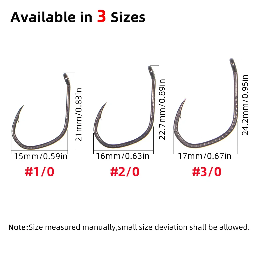 Wifreo 40 piezas # 1/0 # 2/0 # Anzuelo loco con púas 3/0, alambre fuerte de espacio ancho, anzuelo de pesca de agua dulce y salada, aparejos de pesca de trucha y lubina - imagen 4