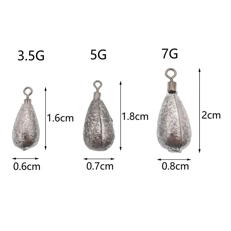 OUTKIT 10 unids/lote, plomos de plomo de agua de alta calidad, giratorios, peso de plomo de pesca, señuelos de plomo de pesca, peso para 3g 5g 7g - imagen 2