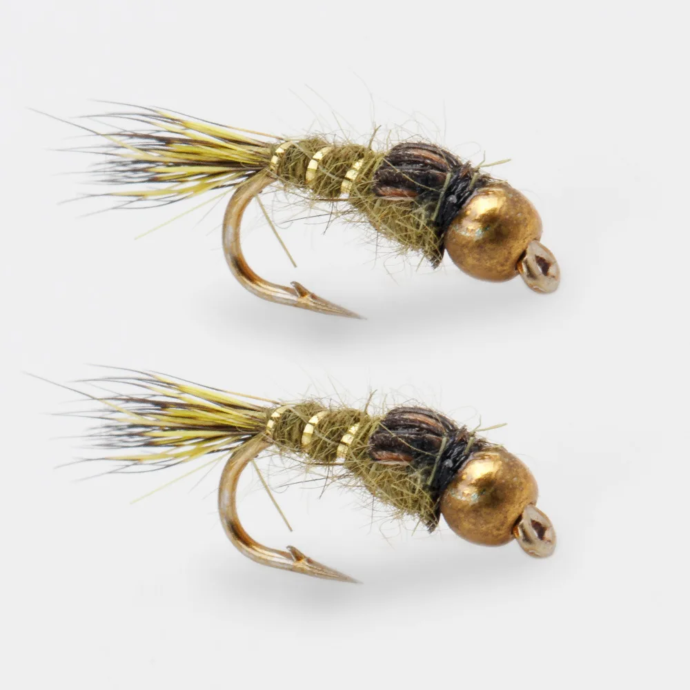 Ninfa Oreja de Liebre con cabeza de cuentas acanaladas para pesca a mosca - imagen 2