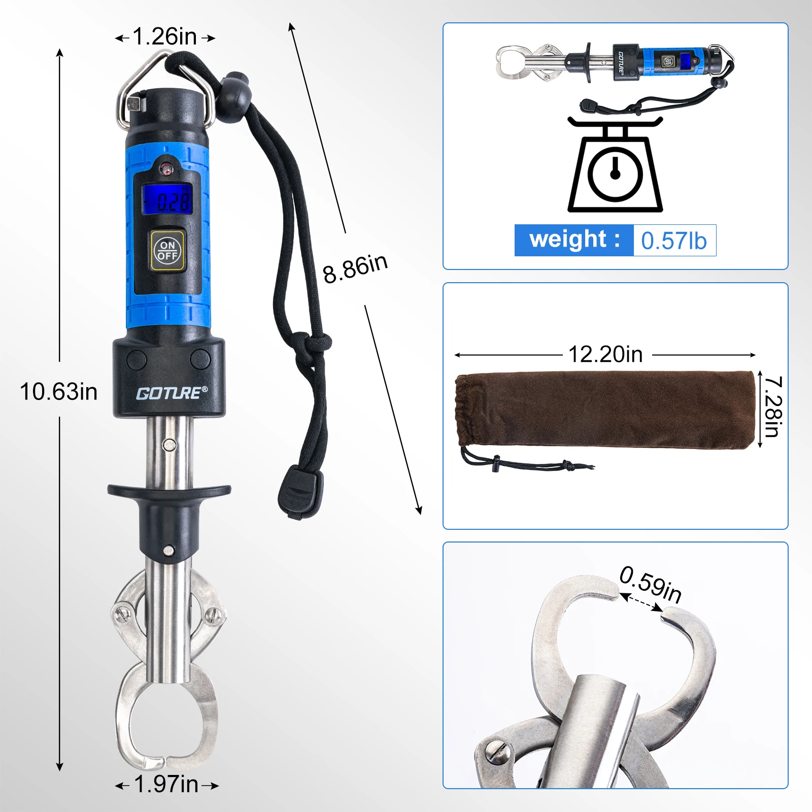 Goture-Alicates receptores de peces de acero inoxidable, Clip de agarre de pesca con pantalla, herramienta de Control LED Digital, aparejos de pesca - imagen 5