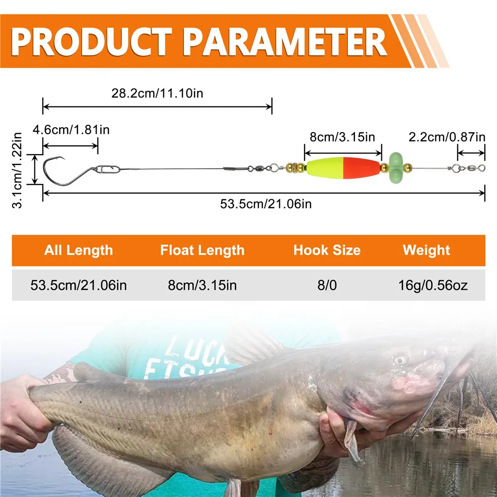 Anzuelos de pesca con sonajero flotante, aparejos de pesca con 8/0 ganchos circulares de compensación, equipo de aparejo de arena, 2 piezas - imagen 2