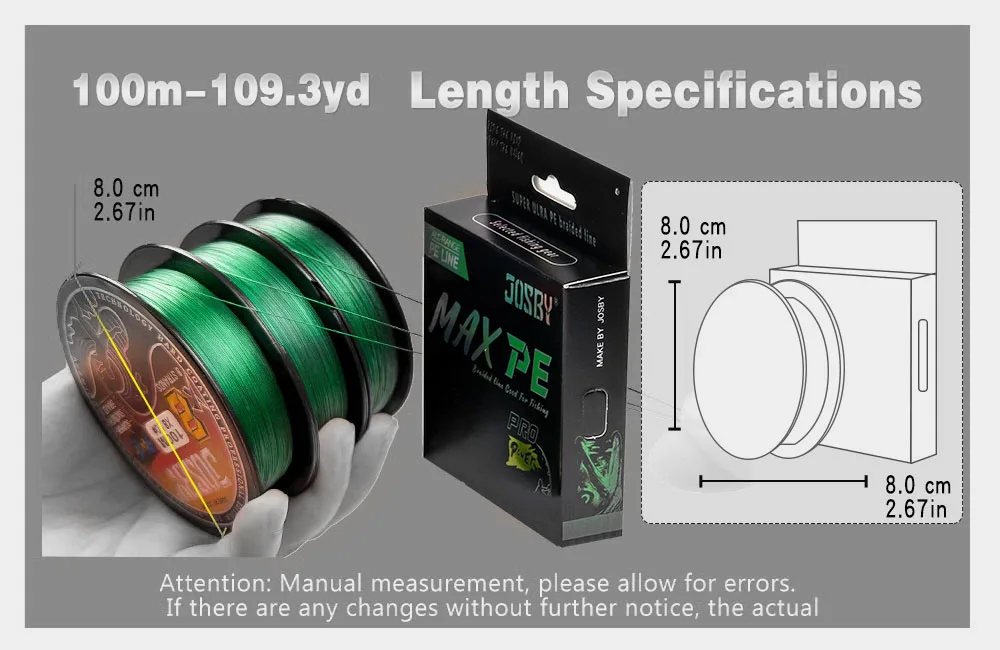 JOSBY-sedal de pesca de carpa trenzado, 8 hebras, multifilamento japonés, PE, equipo de pescado duradero súper fuerte, 300M, 500M, 1000M, 100M - imagen 3