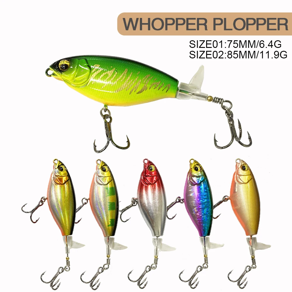 Señuelos de Pesca giratorios flotantes, cebo Artificial Wobbler de fundición larga Whopper Plopper Tail Spinner LXJ102, 7,5/8,5 cm, 6,4/11,9g - imagen 3