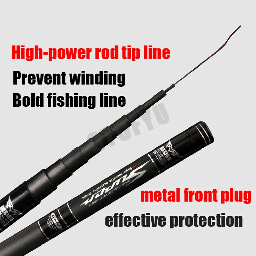 Caña de pescar telescópica para carpa, 8,0/9.0/10/11/12M, caña de pescar telescópica ultraligera portátil de carbono, arrastre máximo de 15Kg, herramientas de pesca - imagen 4