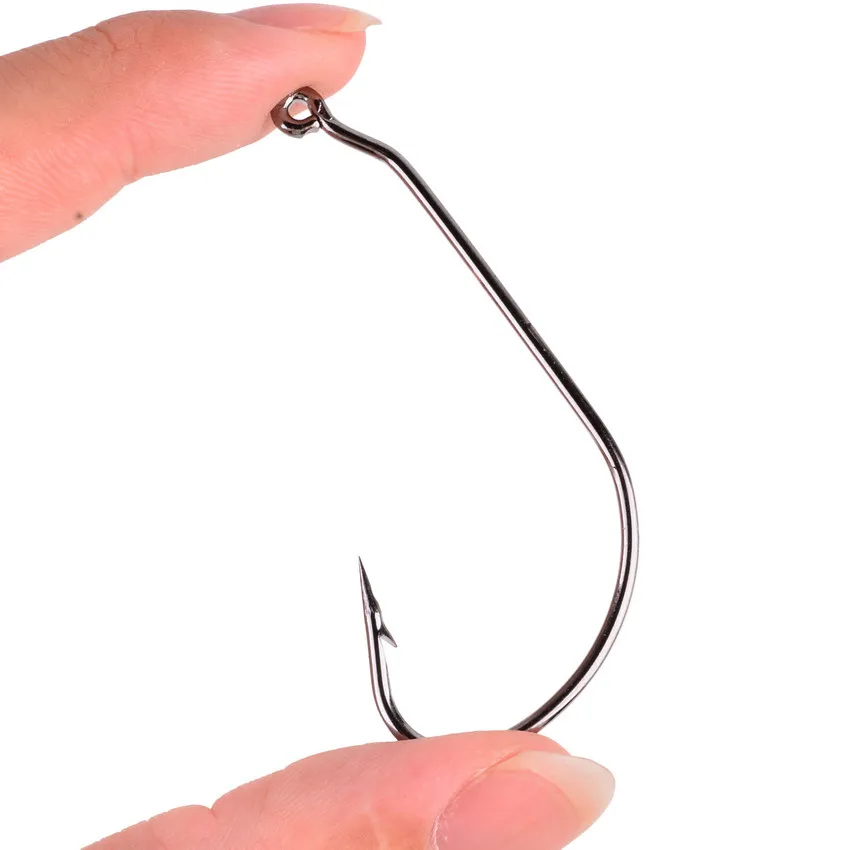 Juego de anzuelos de pesca de acero al carbono, anzuelos de manivela ancha, señuelo de gusano suave, púas, aparejos de pesca de carpa, 10 unidades por caja - imagen 3