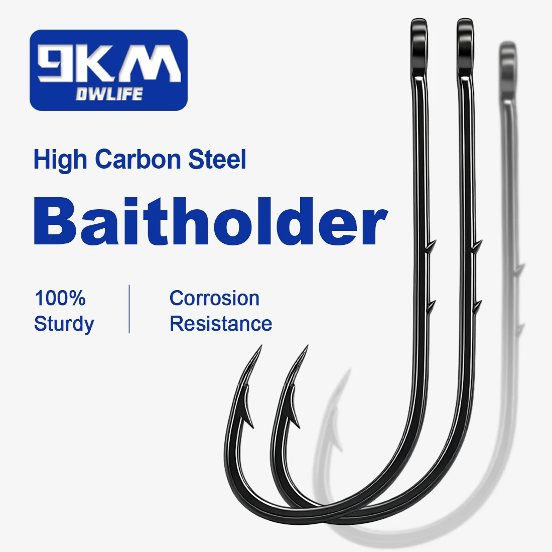 Anzuelos Baitholder para hoz, 100 ~ 200 Uds., anzuelo de pesca compensado de vástago largo, anzuelo de gusano