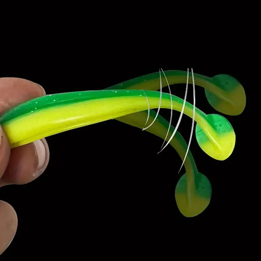 40 unids/caja Wobbler para Lucio Señuelos de Pesca de lubina cabeza de plantilla con cola en T juego de cebo Artificial gusanos blandos carpa tiro de gota Swimbait hecho a mano - imagen 4