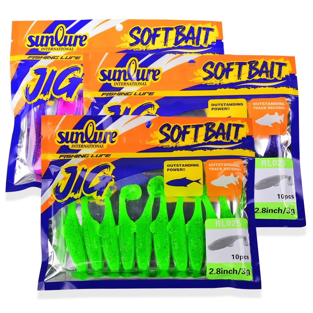 Pack completo de 10 señuelos Sunlure mostrando los colores disponibles