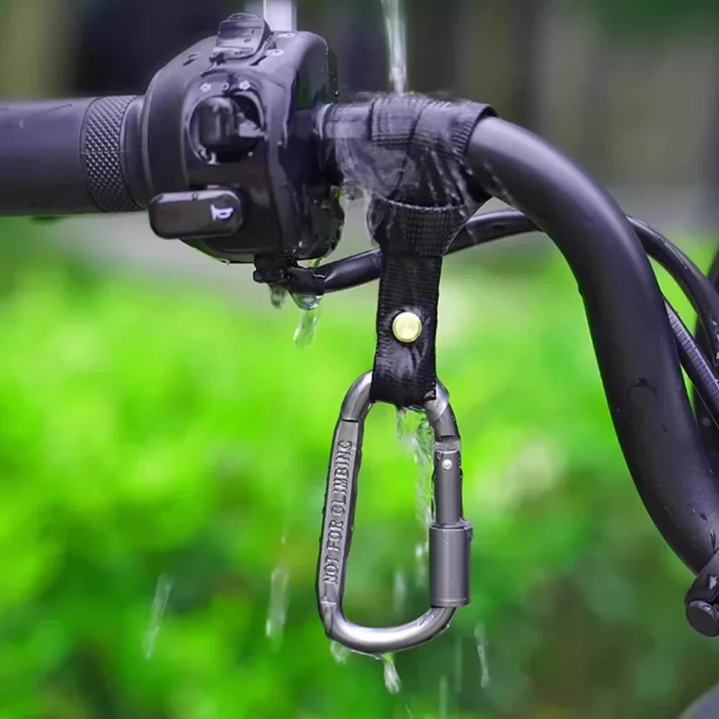 Mosquetón de aleación de aluminio con cerradura en forma de D para bicicleta eléctrica, gancho para cochecito con palo mágico fuerte multifunción Universal - imagen 4