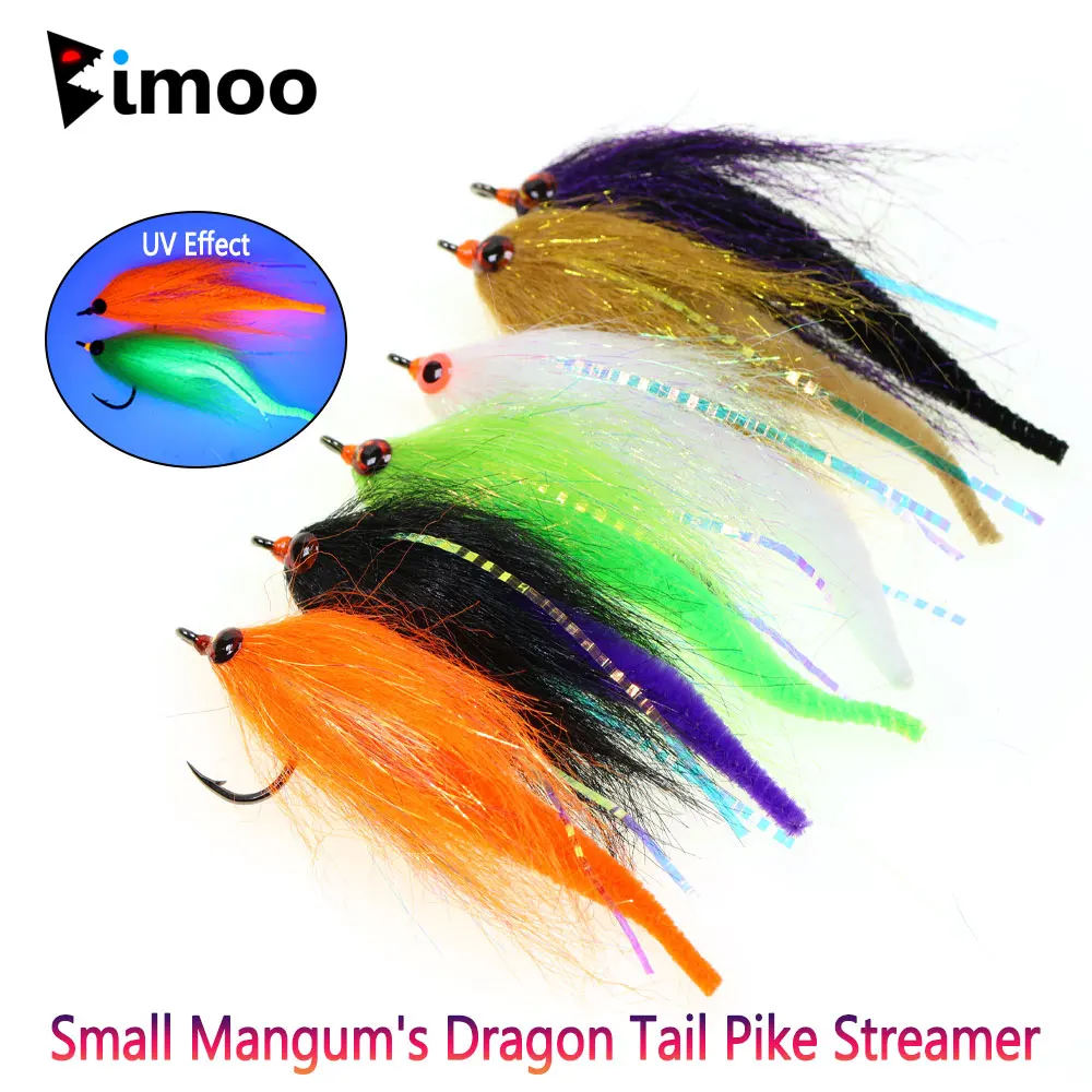 Bimoo 3/0 3,66 pulgadas pequeño Mangum's Dragon Tail Streamer Baitfish mosca Muskie Pike Bass señuelo de pesca de mar juego grande cebo de pesca con mosca - imagen 2