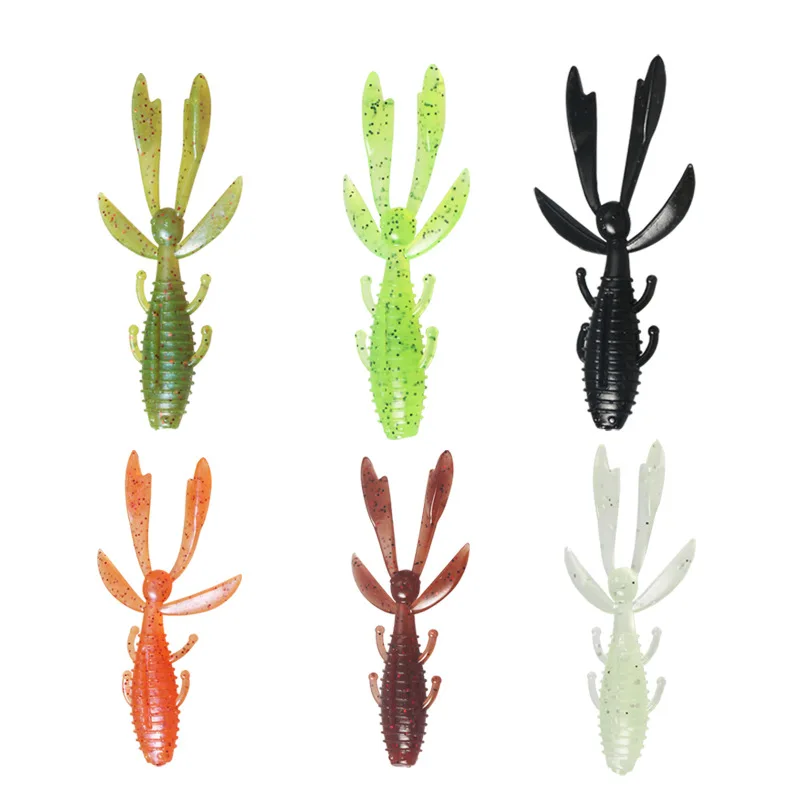 Señuelo suave para pescar, cebos artificiales de goma para camarones de agua salada con brillo de 62mm y 1,8g, 20 unids/lote por paquete - imagen 5