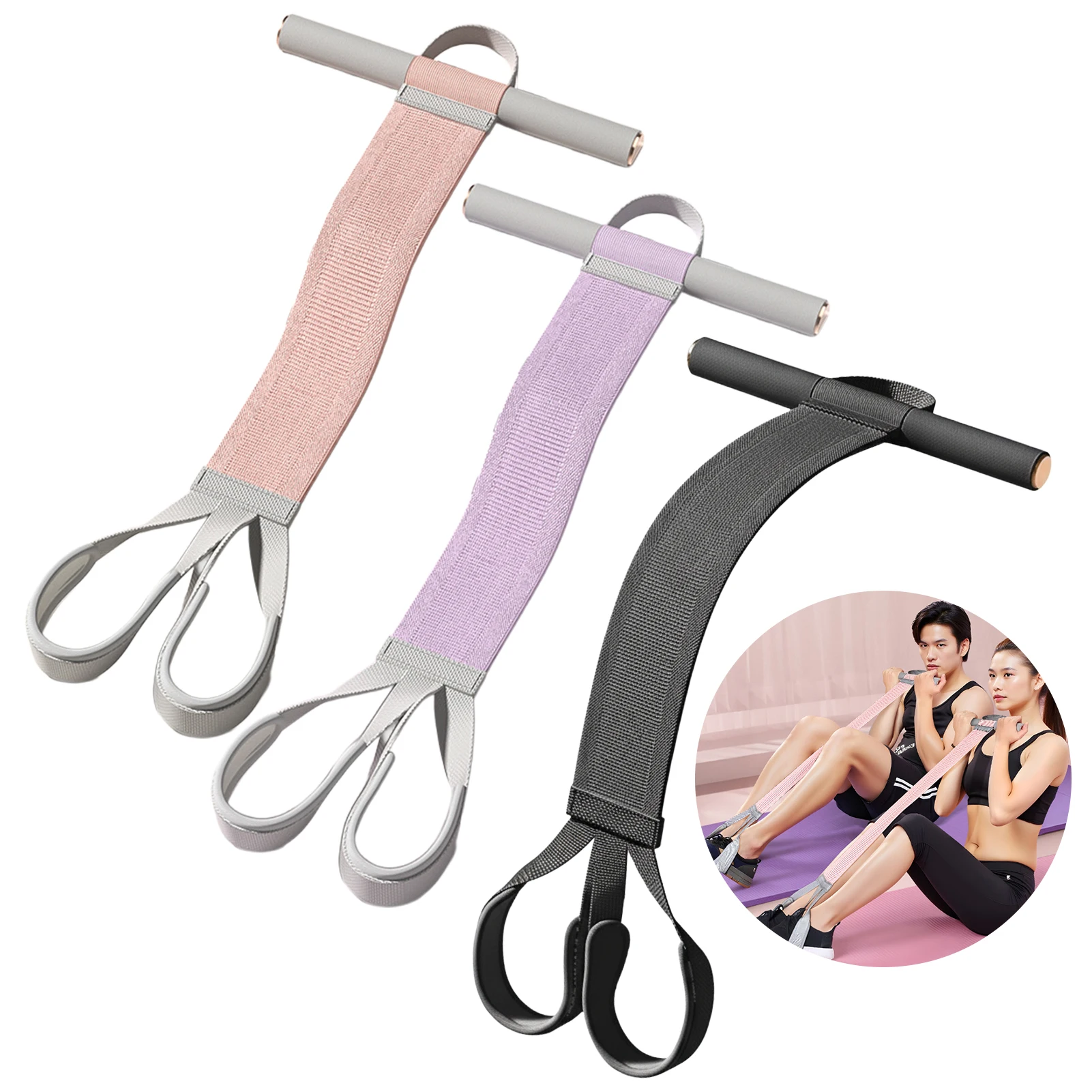 Banda de tensión para Pedal de pie, correa de Rally para sentarse de alta elasticidad para hombres y mujeres, máquina de estiramiento para quemar grasa, Yoga, Pilates - imagen 2