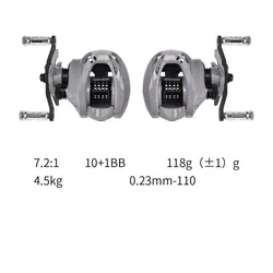Carrete Baitcasting ultraligero Fishingfans – Carbono 7.2:1 10+1BB