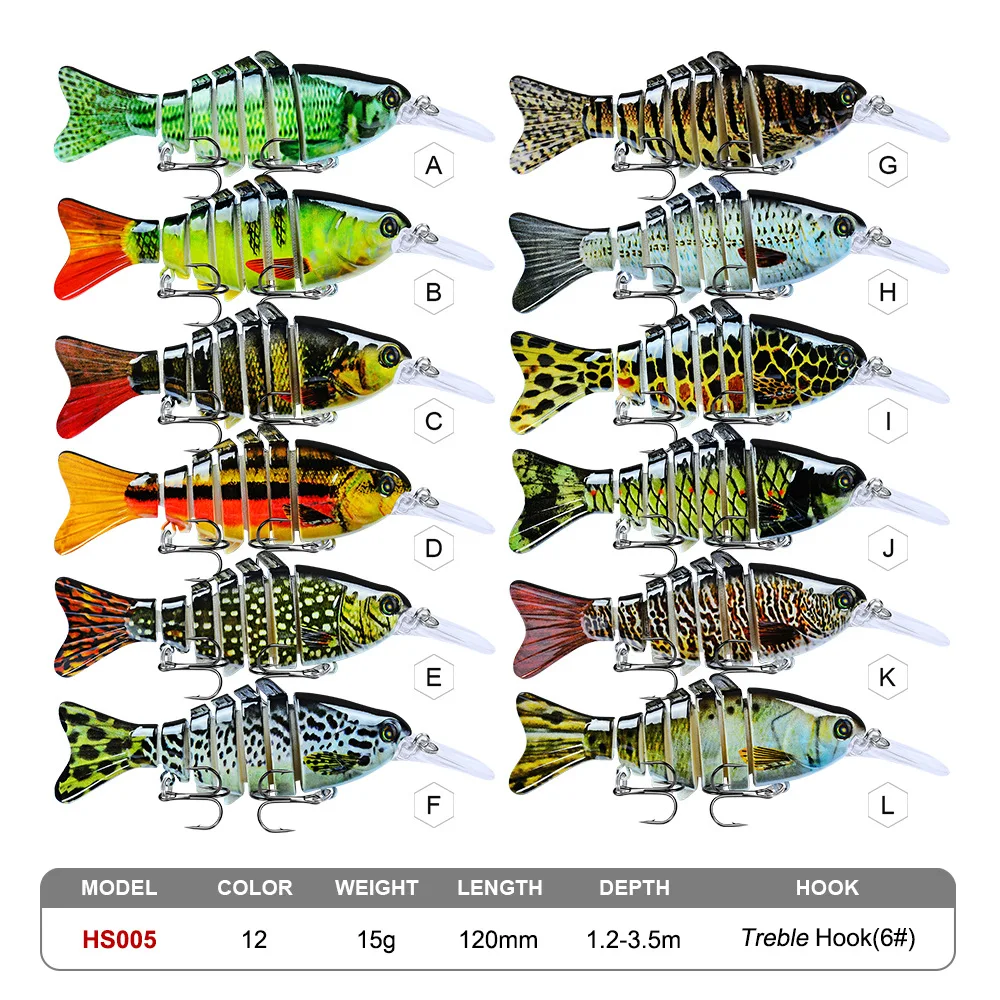 Señuelos de Pesca Crankbait de múltiples secciones, cebos duros de pececillos articulados, Wobblers artificiales para Lucio, curricán, Swimbait, aparejos de pesca, 1 piezas - imagen 2