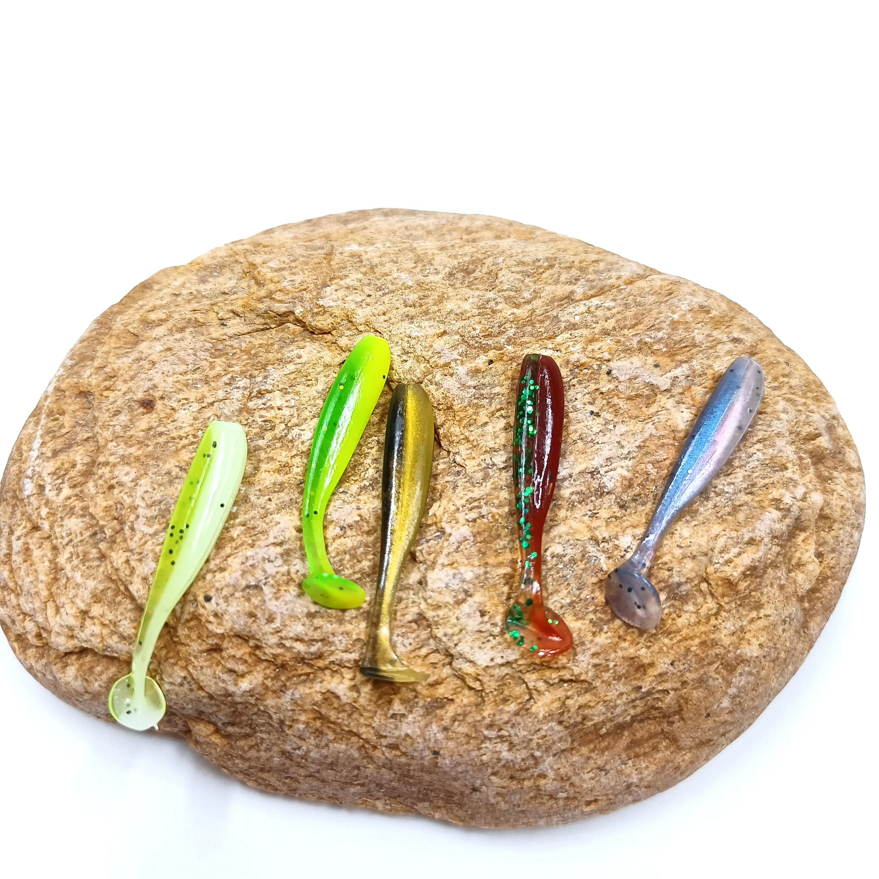 DUODUOYU 20 piezas 0,35g/35mm Micro Señuelos de Pesca blandos cola en T señuelo de gusano pequeño cebo Artificial plantilla Wobblers lubina aparejos de pesca - imagen 3