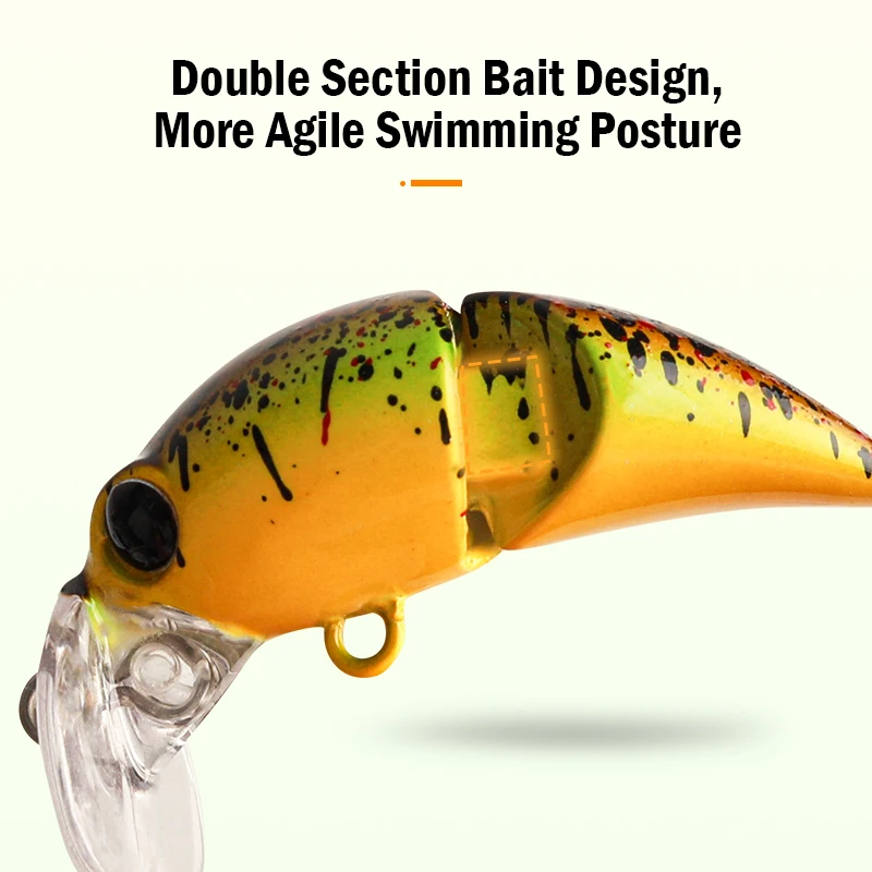 LEYDUN-señuelo de pesca de 35mm y 2,6g, dos secciones, ancho, Micro pececillo flotante, buceo poco profundo, Crankbait, pesca Artificial, Swimbaits - imagen 3