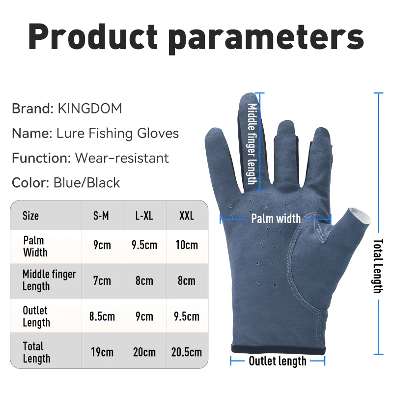 Kingdom guantes antideslizantes de tres dedos de alta calidad duraderos transpirables cómodos guantes de pesca guantes de protección solar al aire libre 1 par - imagen 3
