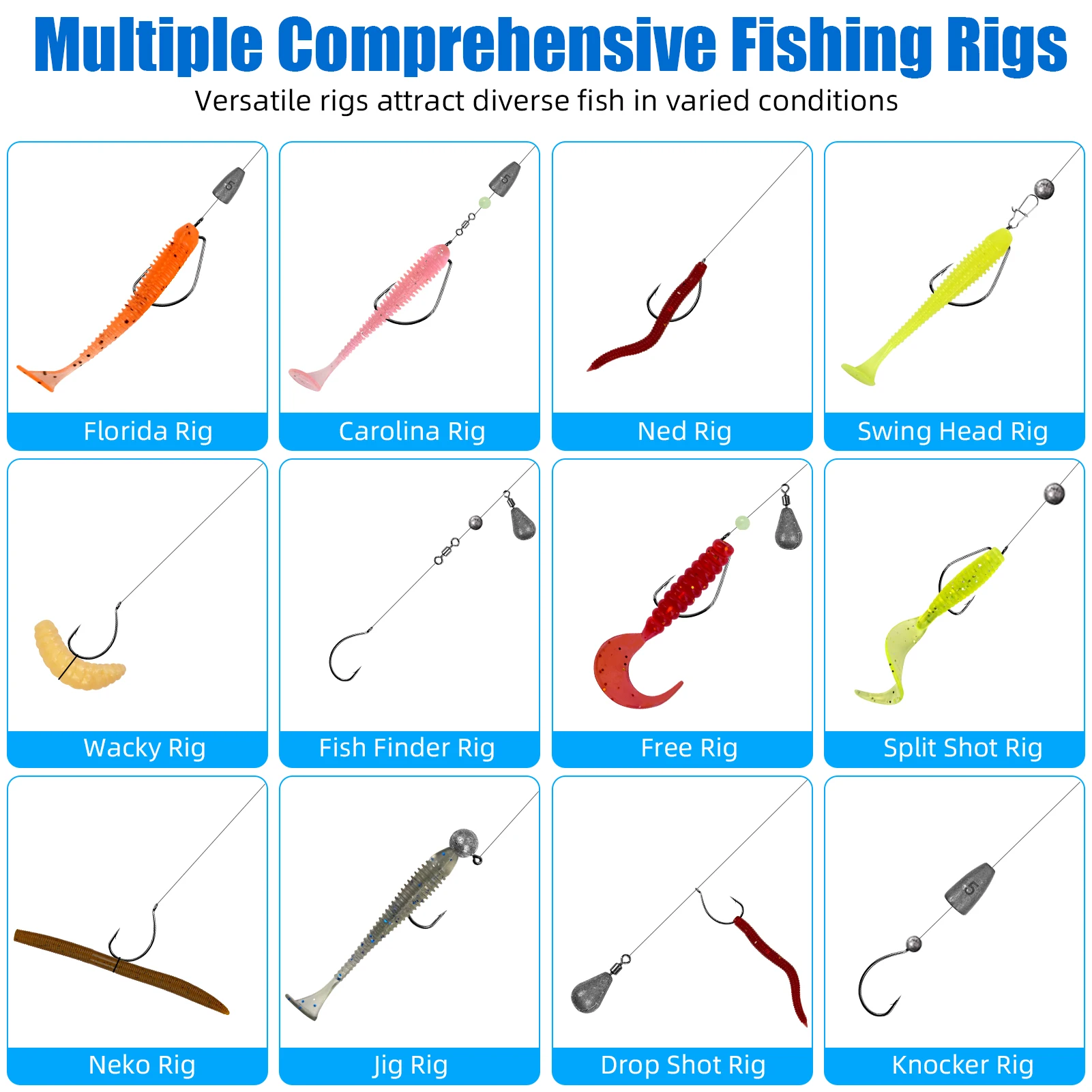 Kit de pesca Free Fisher con vinilos, cucharillas y plomos - imagen 4