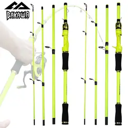 BAKAWA-caña de pescar giratoria de fundición, ultraligera, alimentador de señuelos, 4 secciones con mango EVA, 2,1 M, 1,8 M