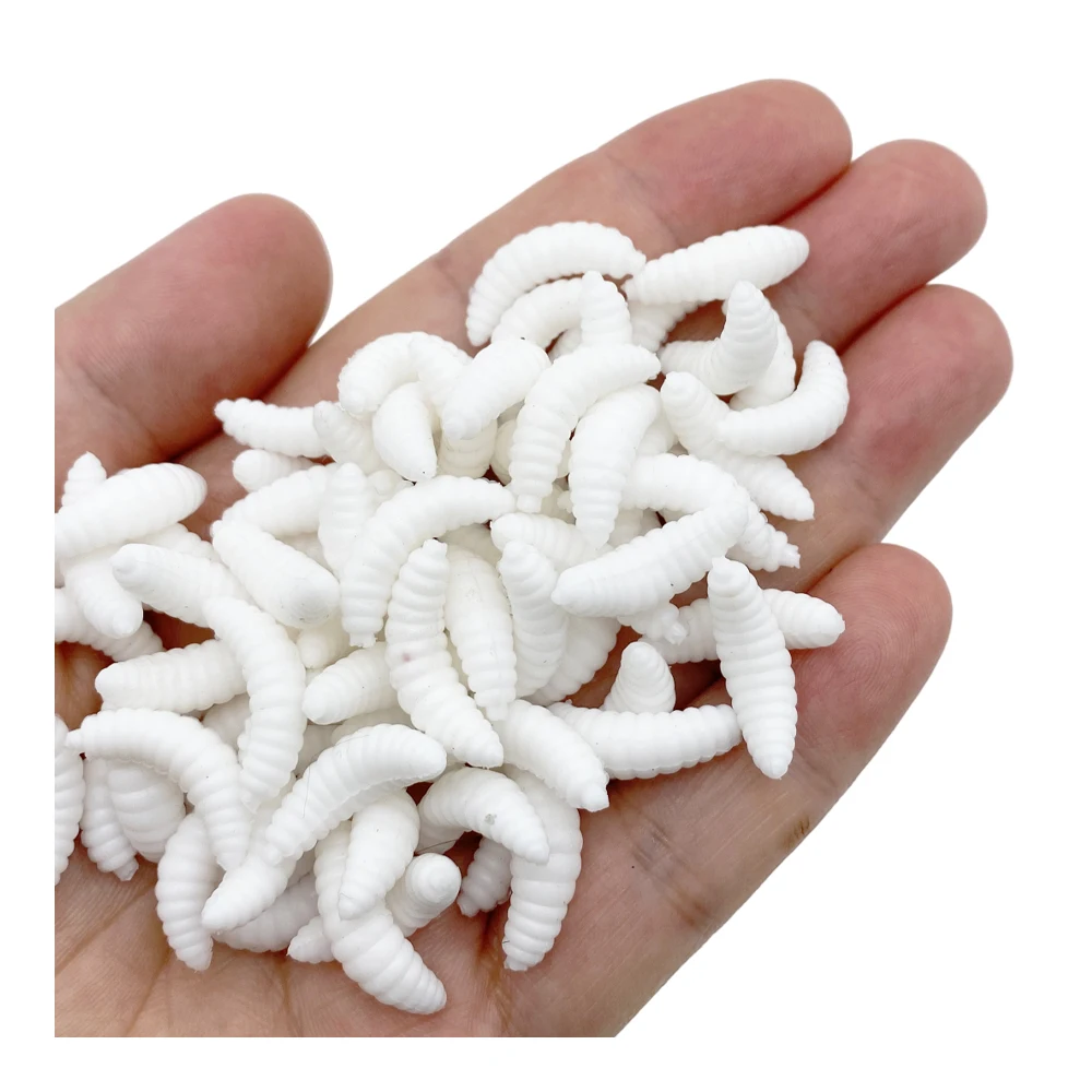 Señuelo de 50 piezas, cebo biónico de gusano Mealworms, gusanos blandos, accesorios de pesca - imagen 4