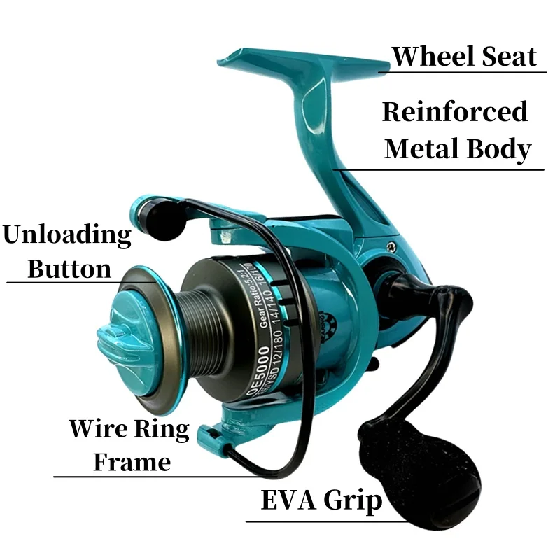 Carrete de pesca giratorio súper duradero, carrete de Metal de diseño ligero, rueda de Jigging de agua salada, relación de engranaje 5,2: 1, aparejos de pesca de mar - imagen 2