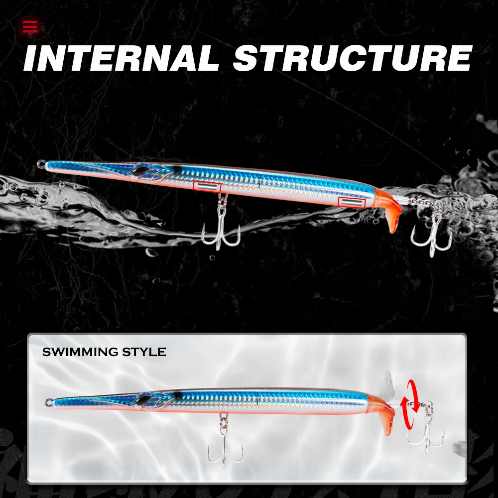 Hunthouse-señuelo de pesca con hélice de aguja, cebo duro flotante, superficie Aguglia Turbo de 225mm/40g para aparejos de lubina de pez azul - imagen 3
