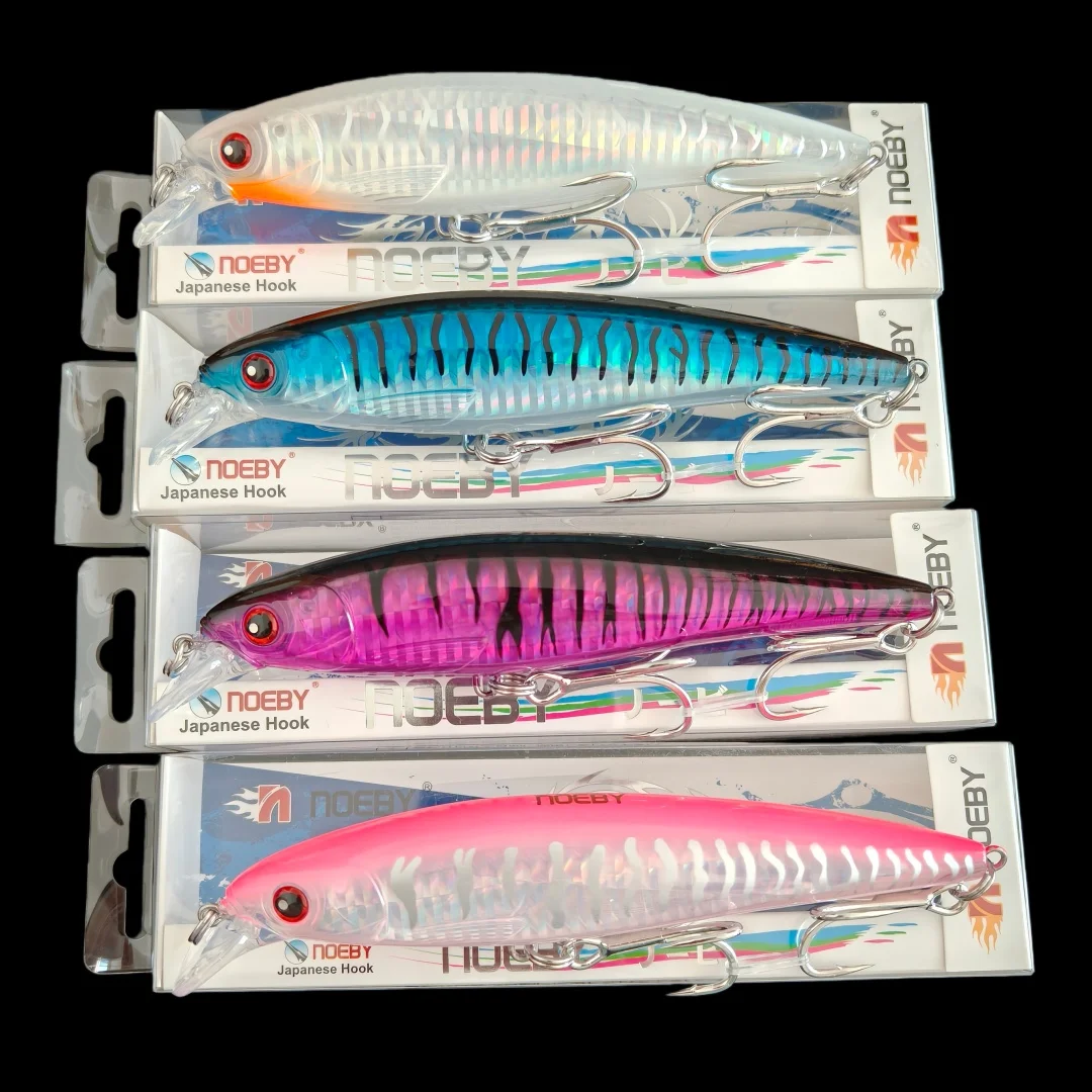 Noeby 4 Uds. Señuelos de pesca de pececillo Trolling 140mm 45g cebos duros artificiales flotantes de fundición larga para fundición señuelo de pesca Trolling
