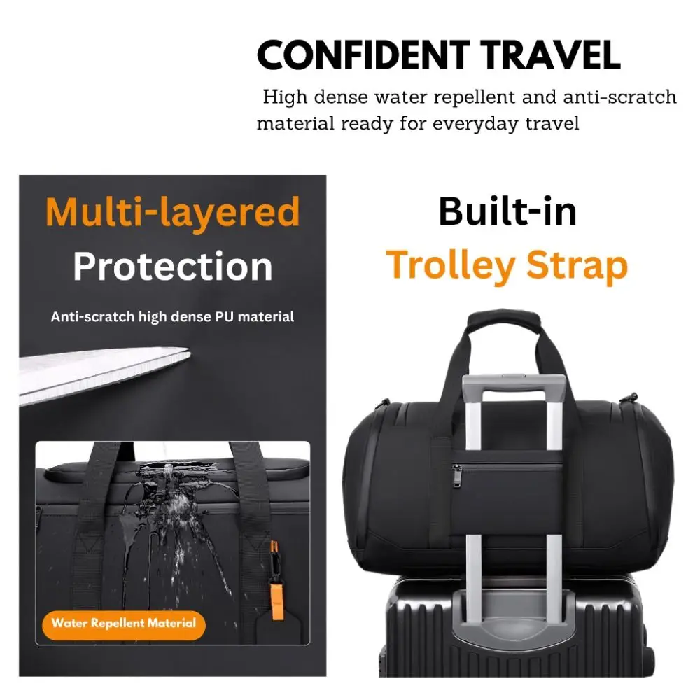 Bolsa de viaje impermeable, almacenamiento de múltiples compartimentos, bolsa de gimnasio deportiva, bolso cruzado portátil de gran capacidad, informal - imagen 3