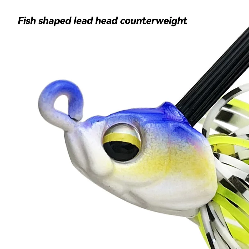 Bazooka-señuelo de pesca giratorio de Metal, cebo giratorio, cabeza de plantilla con barba giratoria, lentejuelas, faldas de goma, anzuelos de silicona, aparejos de Lucio - imagen 4