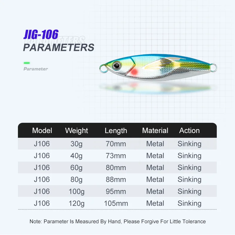 OBSESSION J106 30g 40g 60g 80g Micro Slow Sink Metal Jigging Fishing Lure Dubstep Wing Skin Tuna Bass Spoon Jig Sea Boat Lure - imagen 3