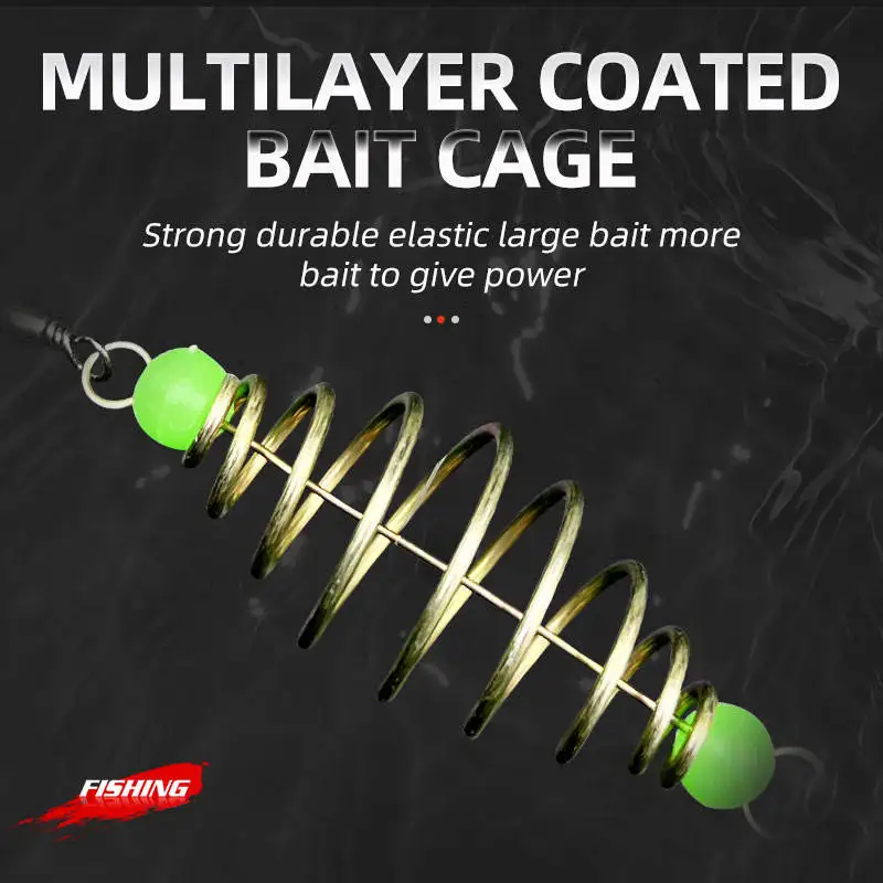 Trampa de cebo de red de pesca, 2 uds., cuentas luminosas, resorte de cobre, red fundida, aparejos de red, trampa de resorte de nailon, herramientas de pesca - imagen 4