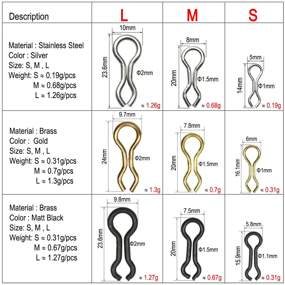 ICERIO-Señuelos de Pesca de acero inoxidable y latón, 1000 piezas, Ojo de plomo, ojales, anillo de estribo para pesca de carpa - imagen 3