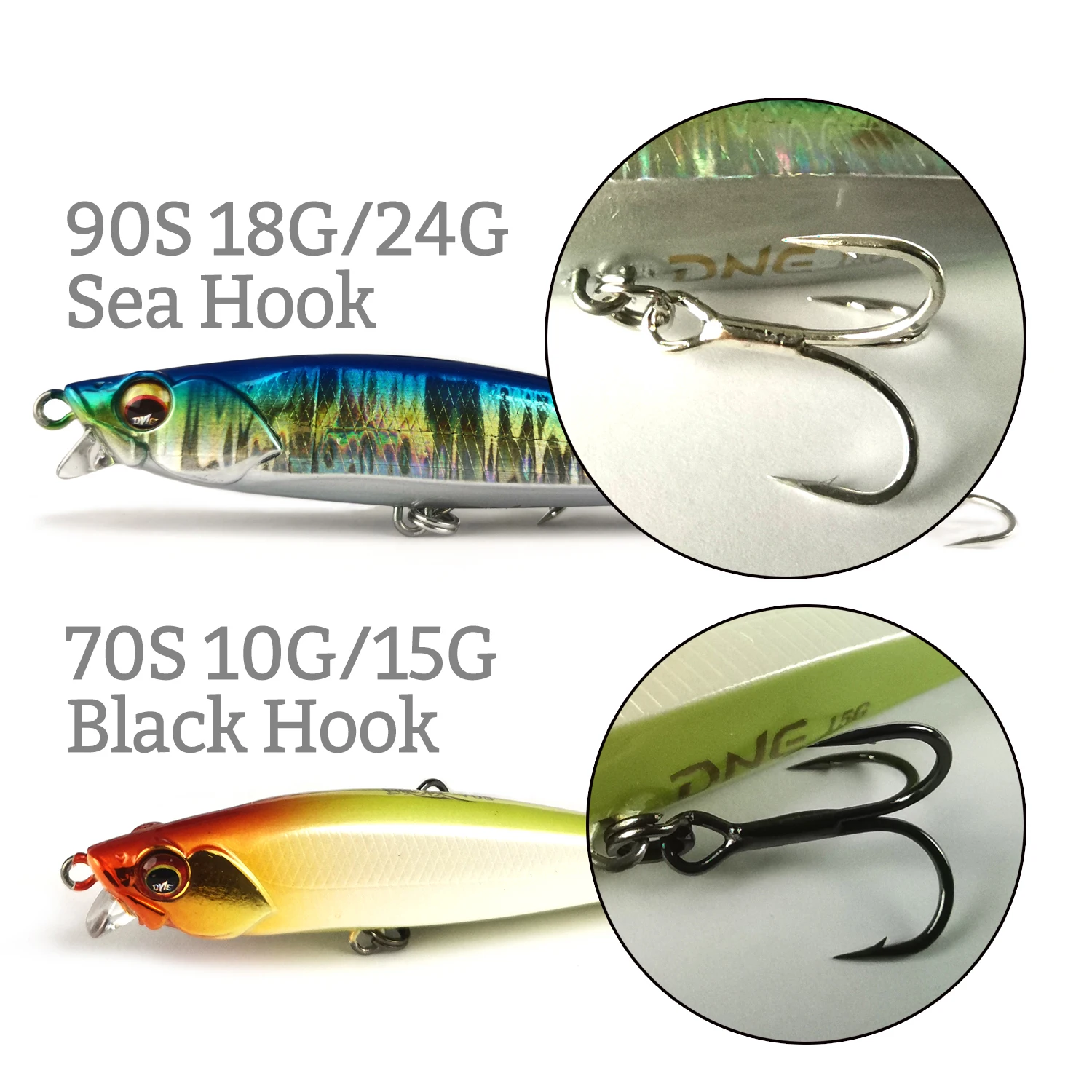 DNE 18g 24g Tremor hundimiento Minnow Wobblers 70S 90S Señuelos de pesca agua de mar duro Stickbait cebo aparejos para trucha Pike cebos - imagen 3