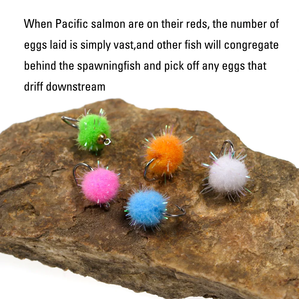 ICERIO 10PCS 12 # Mrico Beadhead-cebo de huevos que se hunde, cebo de huevos de salmón con ala de hielo, oropel Flash, trucha, grilismo, señuelo de pesca Char - imagen 5