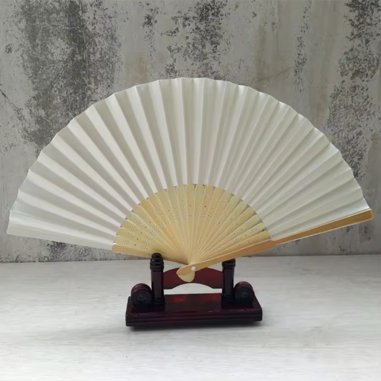 Abanico plegable de seda con encaje 7 pulgadas – Color sólido para bodas - imagen 5