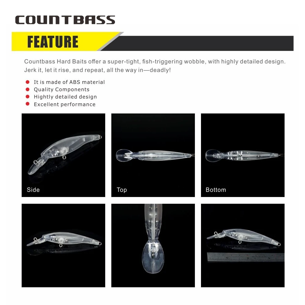 Countbass Wobbler Sinking 70mm – Señuelo Duro en Blanco para Pintar - imagen 4