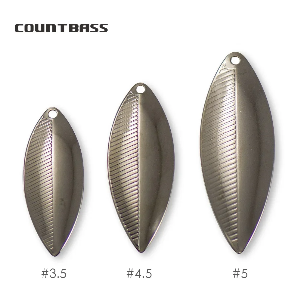 COUNTBASS 50 Uds tamaño 3,5, 4,5 y 5 cuchillas giratorias de hoja Wiilowleaf de acero patrón de hoja componentes de piezas de señuelo de pesca - imagen 2