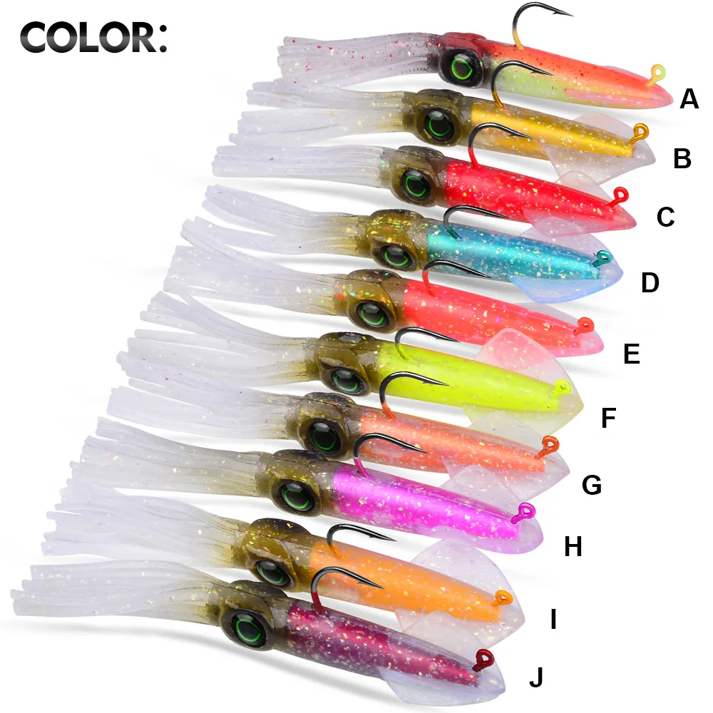 Proberos-señuelo suave de calamar luminoso, anzuelo de plomo pesado, Swimbait de agua dulce y salada para curricán, salmón, lubina, trucha, 1 ud. - imagen 4