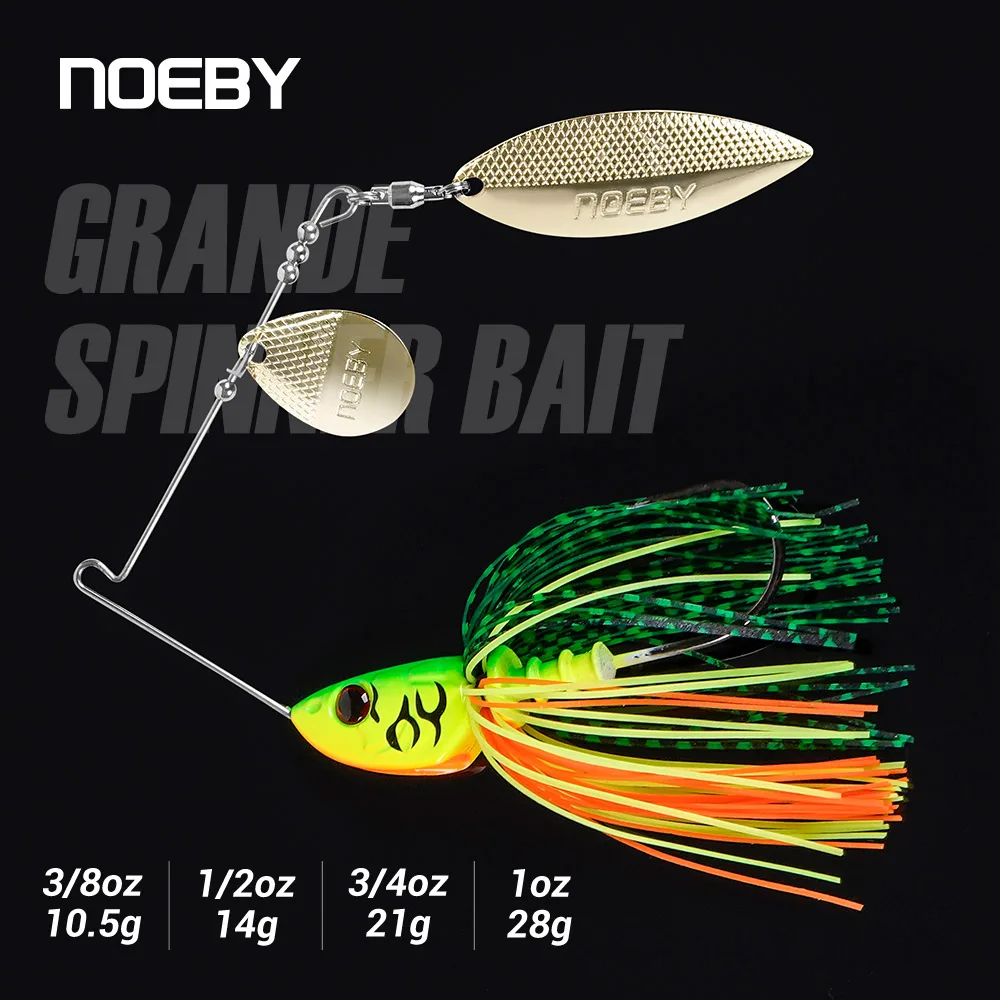 Noeby Spinnerbait 10,5g 14g 21g 28g doble hoja de sauce aguja Stinger gancho cuchara alambre cebo para Lucio Metal Jig señuelo de pesca